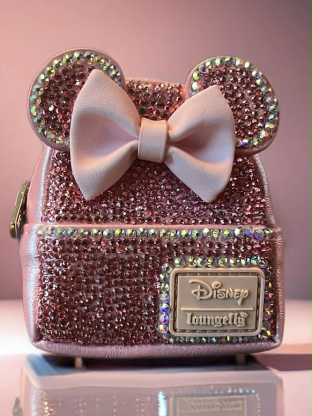 Blush Pink Crystal Loungefly Mini Backpack Coin Purse Keychain OOAK